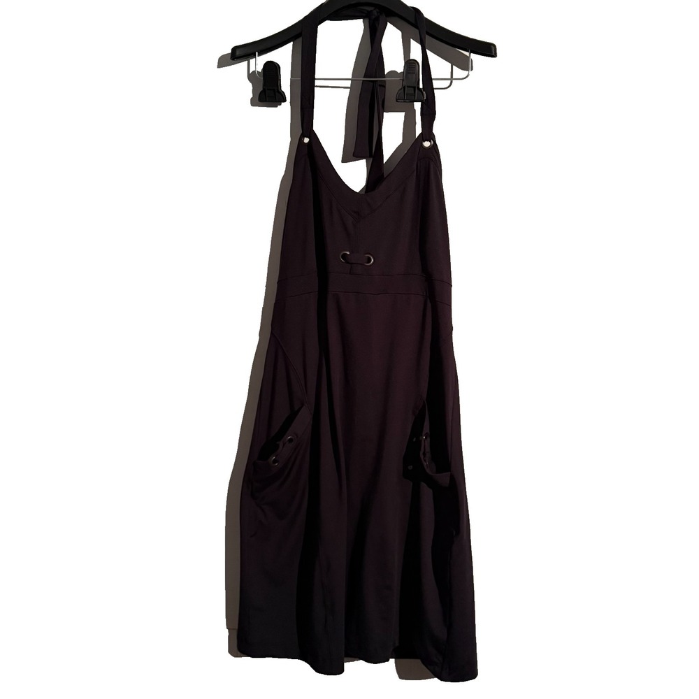 Athleta Size 10 Black Halter Dress Athleisure Workout Stretchy